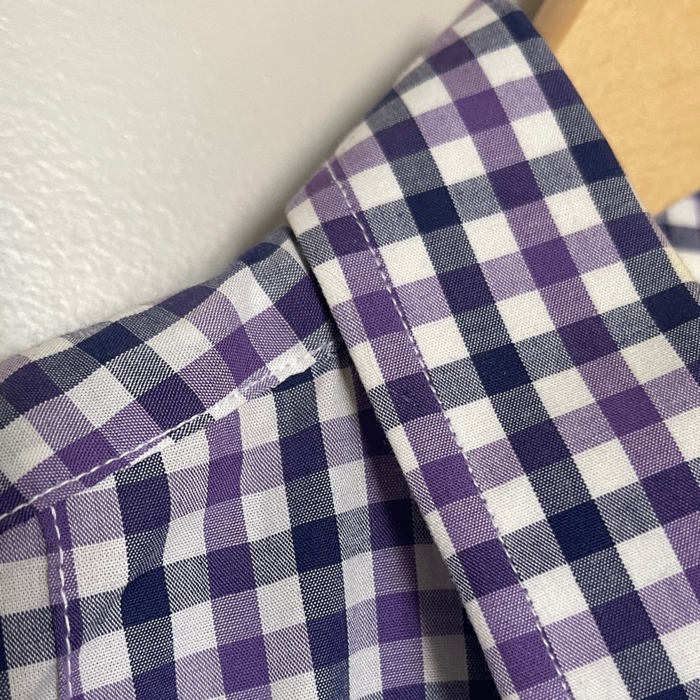 Blue and White Checkered Dress Shirt Men's Large